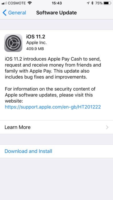 Apple iOS 11.2